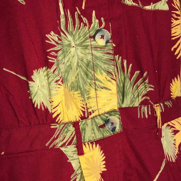 FREE PEOPLE Maroon Combo Malibu Tropical Print Romper Jumpsuit Sz XS - Picture 6 of 16